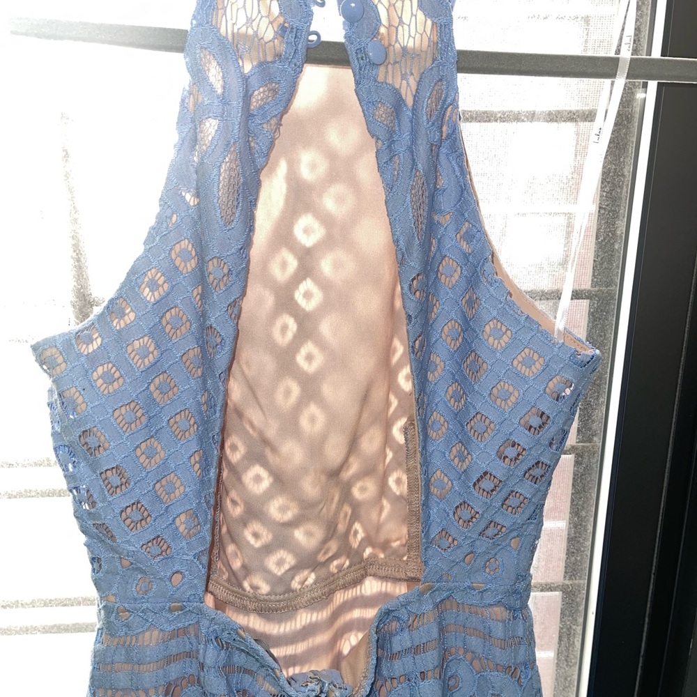 Lulu's Blue Halter Sheath Dress for Weddings - Picture 5 of 8